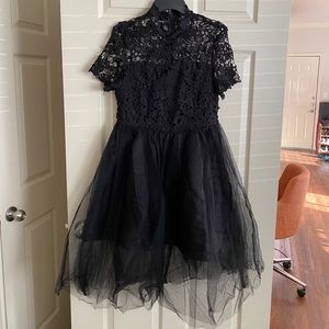 Shein Guipure lace top tule dress